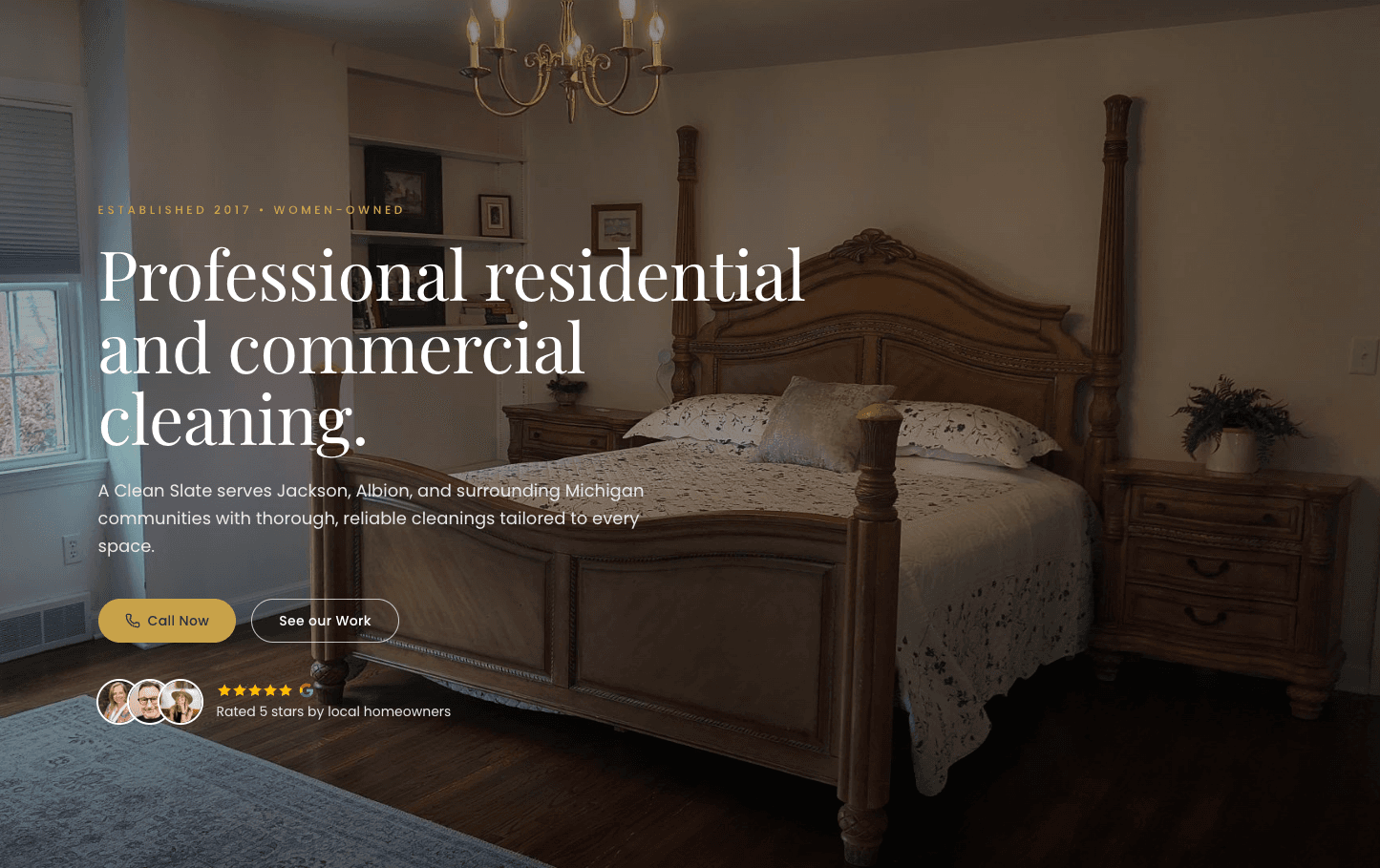 A Clean Slate Cleaning Service website development project - Residential & Commercial Cleaning in Jackson, MI