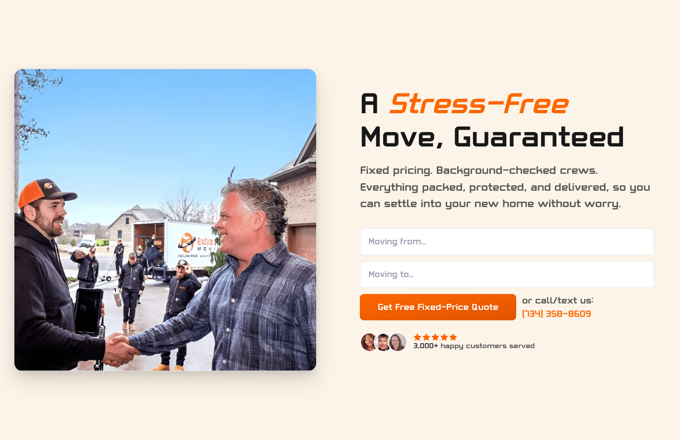 Extra Mile Moving website project in Brighton, Michigan