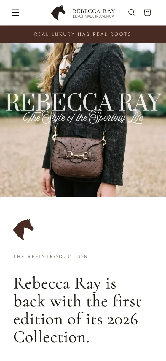 Rebecca Ray Designs online store on a phone