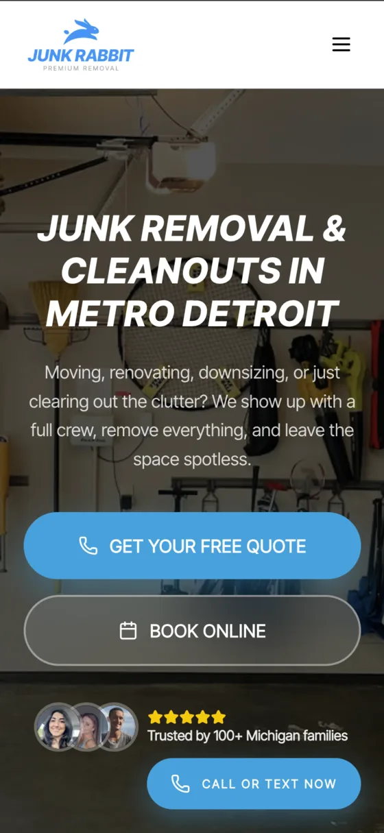 Junk Rabbit website on a phone